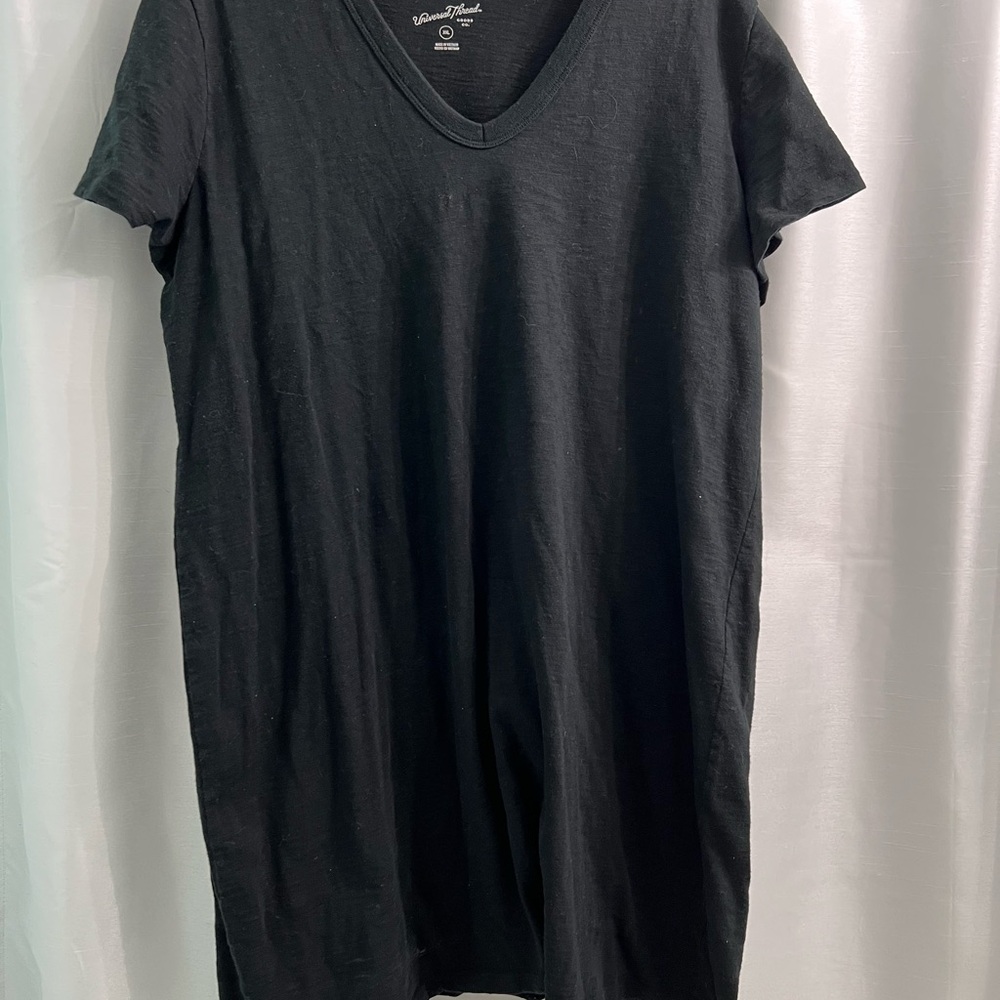 Black V-Neck T-Shirt Dress